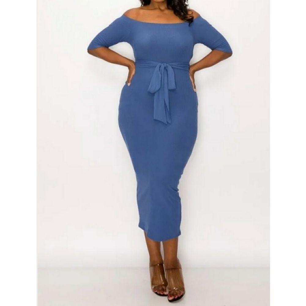Women's Plus Size Off Shoulder Bodycon Maxi Dress